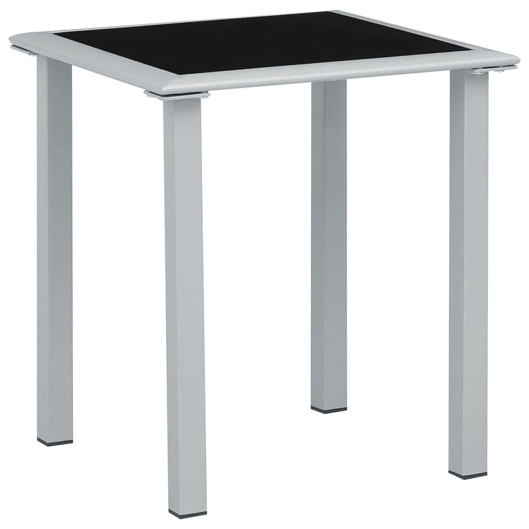 Tuintafel 41x41x45 cm staal en glas zwart en zilverkleurig MeubelReus