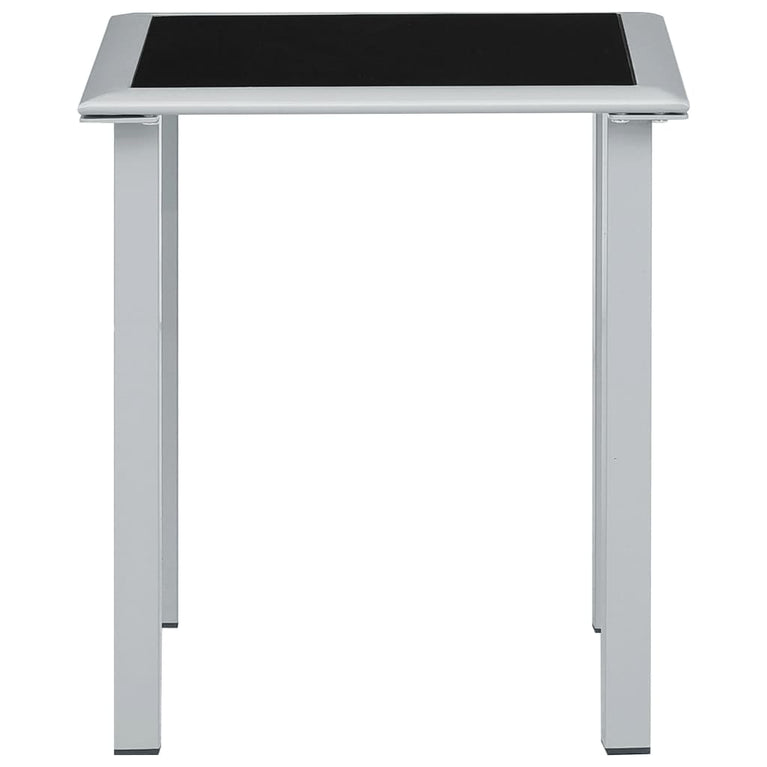Tuintafel 41x41x45 cm staal en glas zwart en zilverkleurig MeubelReus