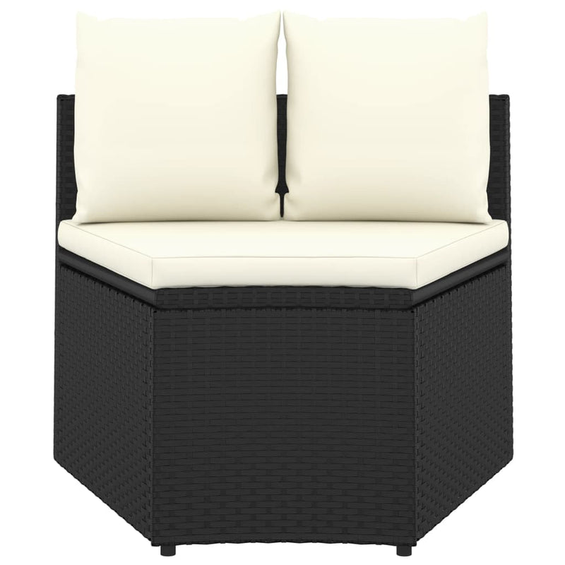 2-delige Loungeset met kussens poly rattan zwart MeubelReus
