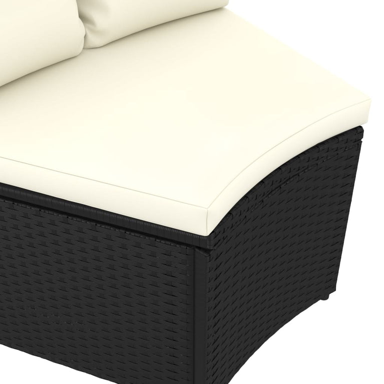 2-delige Loungeset met kussens poly rattan zwart MeubelReus