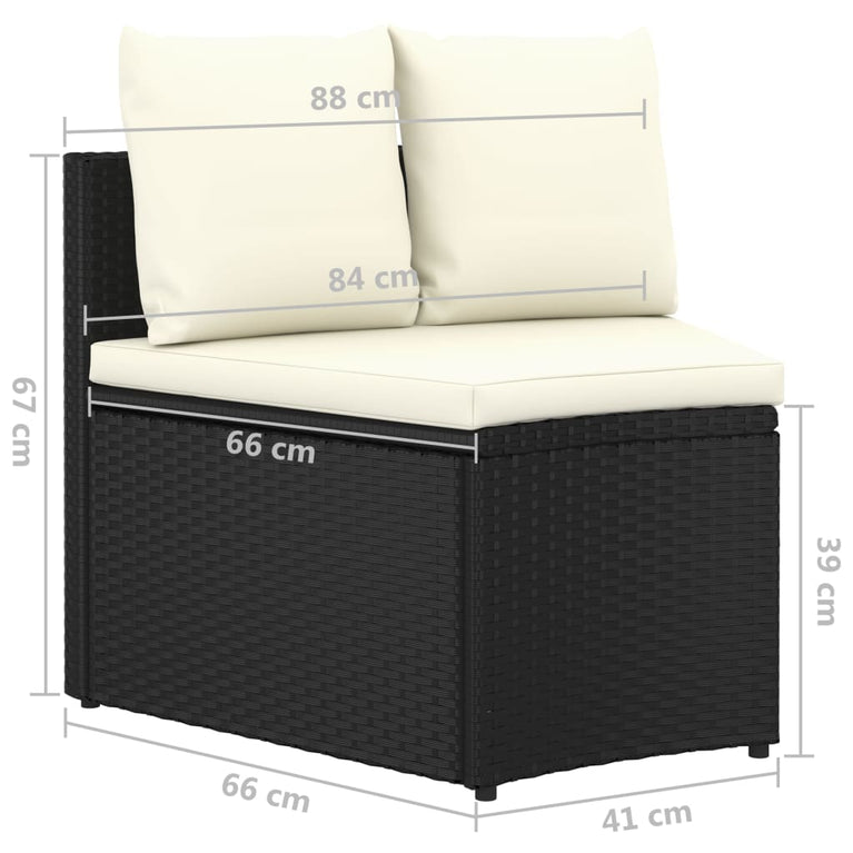 2-delige Loungeset met kussens poly rattan zwart MeubelReus