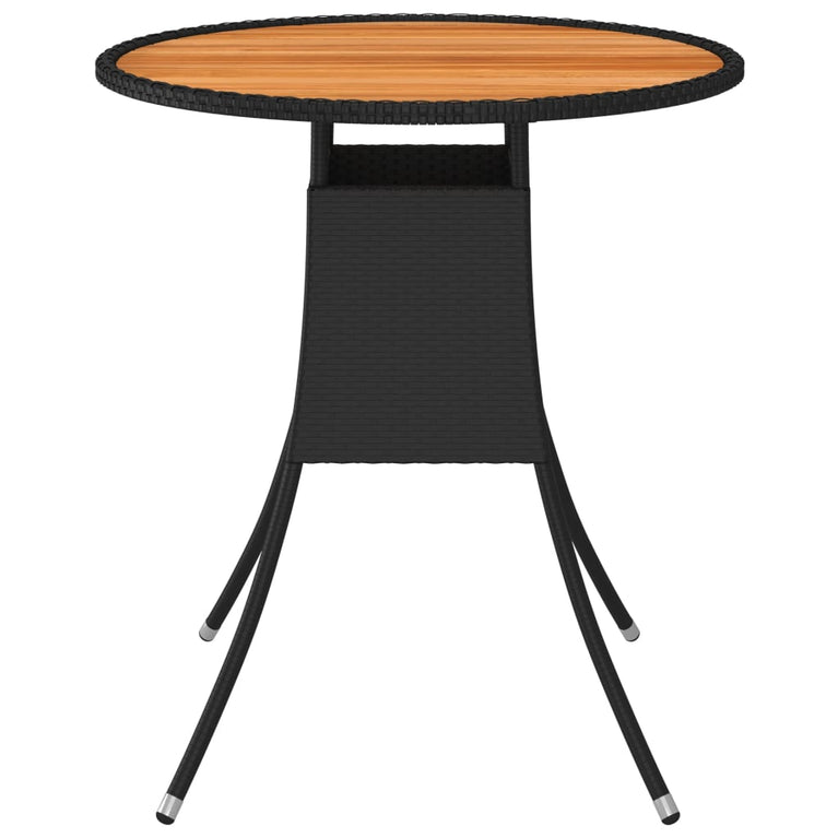 Tuintafel Ø70 cm poly rattan en massief acaciahout zwart MeubelReus