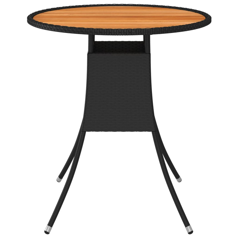 Tuintafel Ø70 cm poly rattan en massief acaciahout zwart MeubelReus