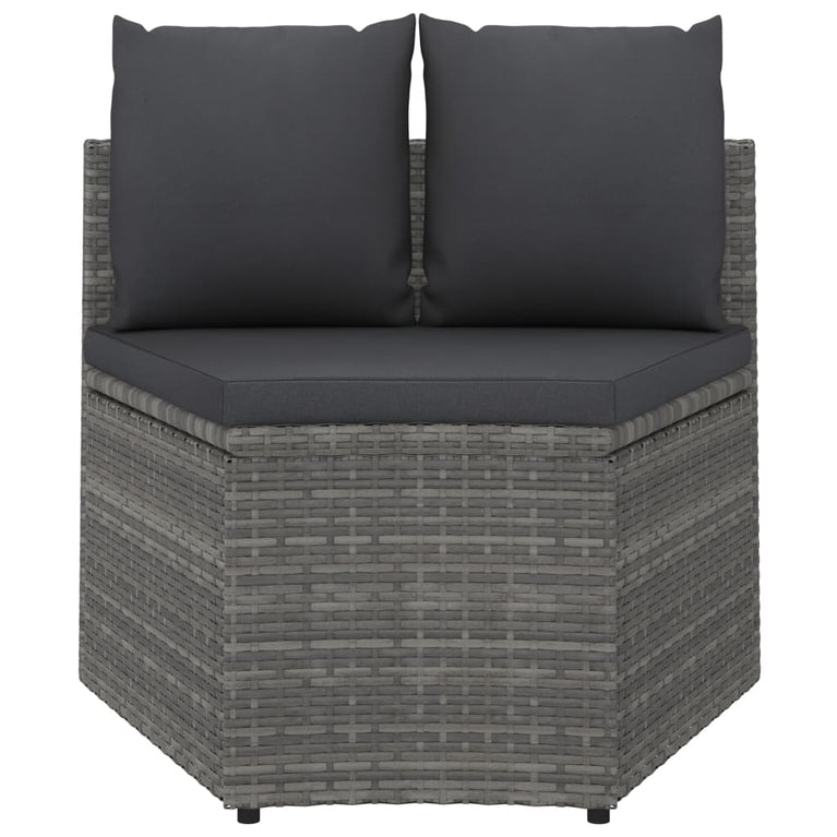 2-delige Loungeset met kussens poly rattan grijs MeubelReus