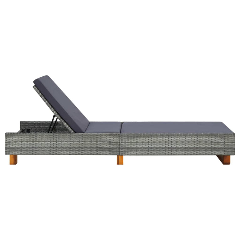 Ligbed met kussen poly rattan grijs MeubelReus
