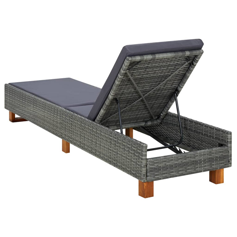 Ligbed met kussen poly rattan grijs MeubelReus
