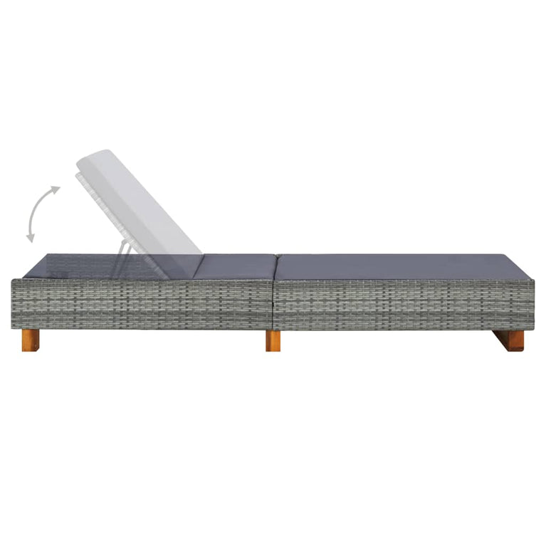 Ligbed met kussen poly rattan grijs MeubelReus