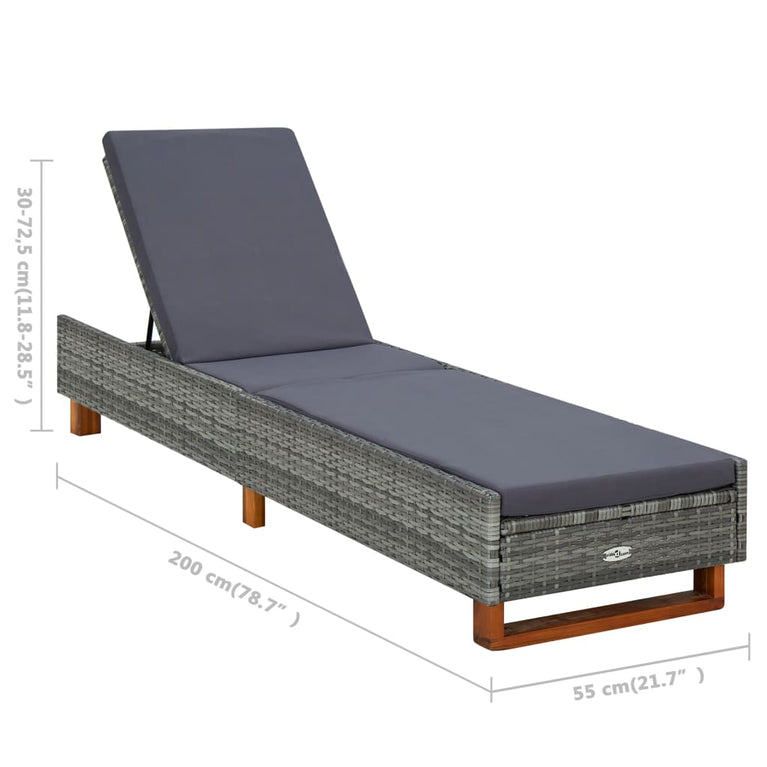 Ligbed met kussen poly rattan grijs MeubelReus