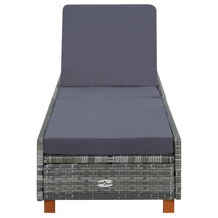 Ligbed met kussen poly rattan grijs MeubelReus