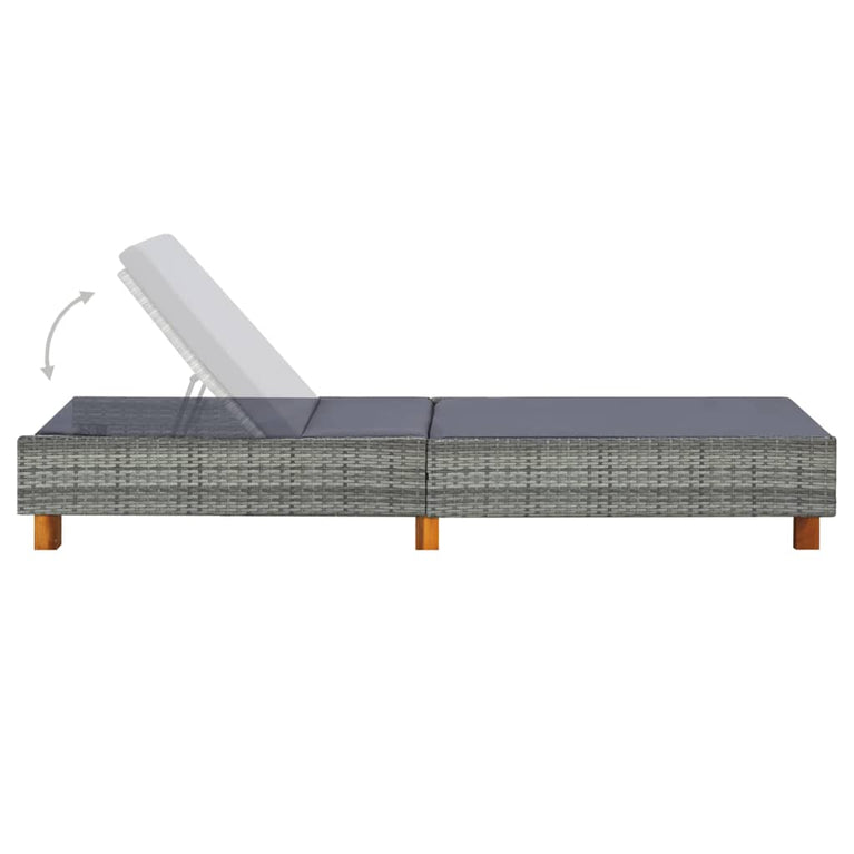 Ligbed met kussen poly rattan grijs MeubelReus