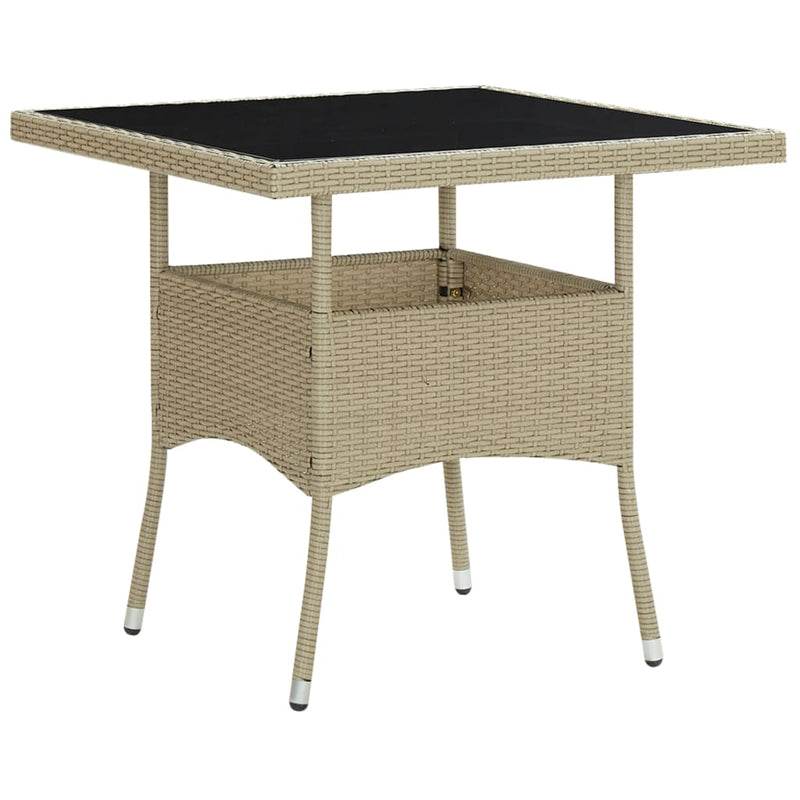 Tuintafel poly rattan en glas beige MeubelReus