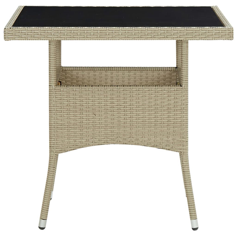 Tuintafel poly rattan en glas beige MeubelReus
