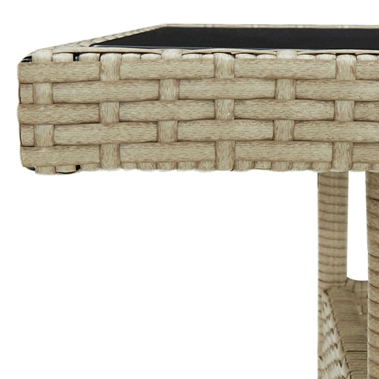 Tuintafel poly rattan en glas beige MeubelReus