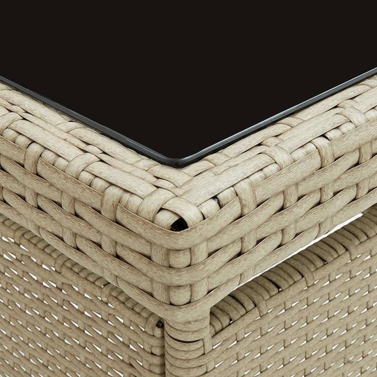 Tuintafel poly rattan en glas beige MeubelReus