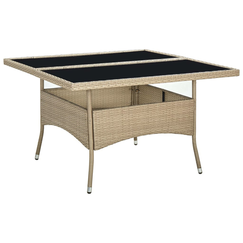 Tuintafel poly rattan en glas beige MeubelReus