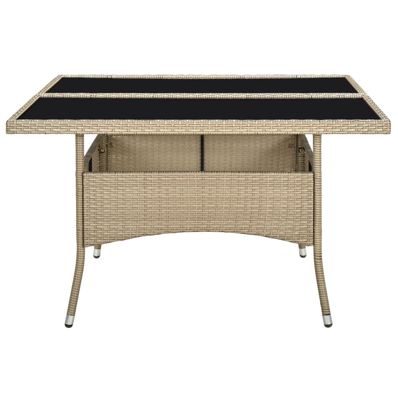 Tuintafel poly rattan en glas beige MeubelReus