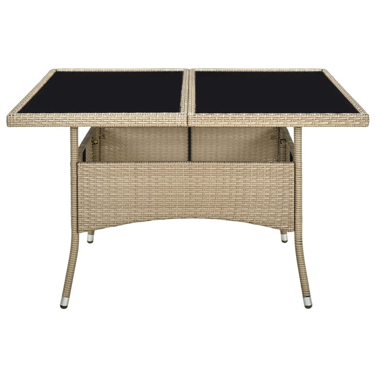 Tuintafel poly rattan en glas beige MeubelReus