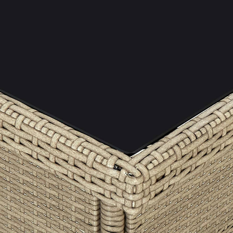 Tuintafel poly rattan en glas beige MeubelReus
