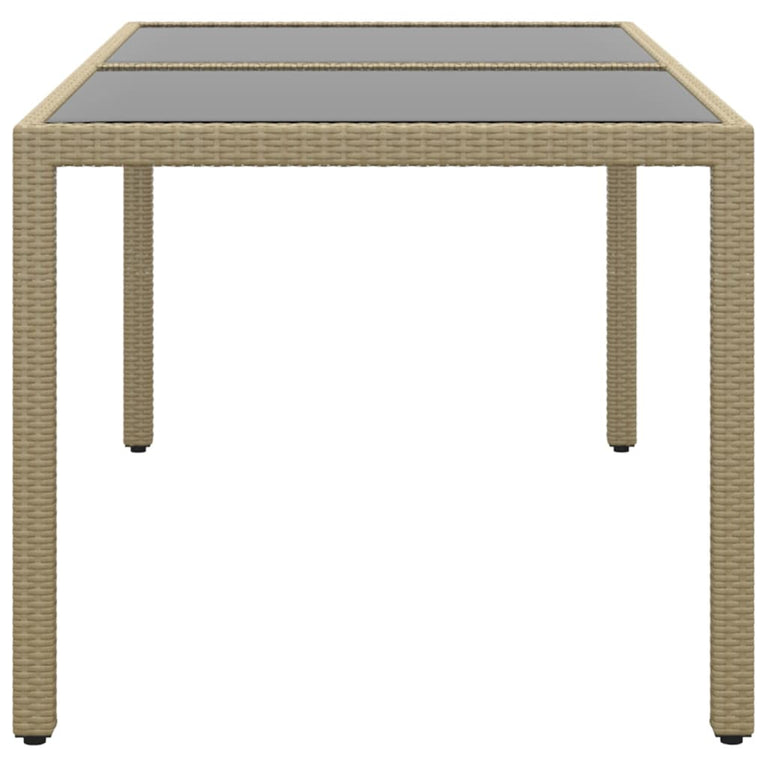 Tuintafel 150x90x75 cm gehard glas en poly rattan beige MeubelReus
