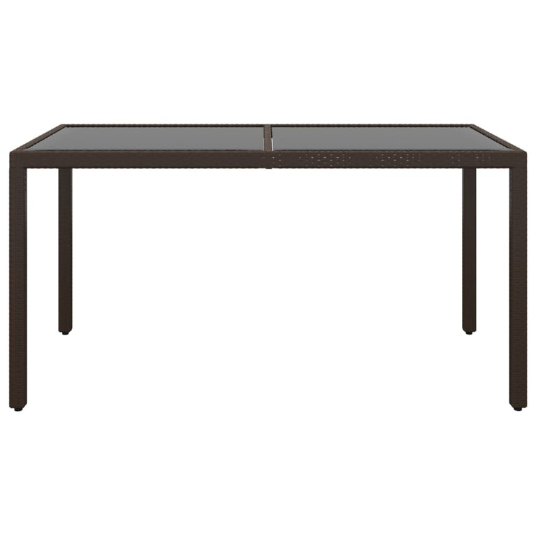 Tuintafel 150x90x75 cm gehard glas en poly rattan bruin MeubelReus