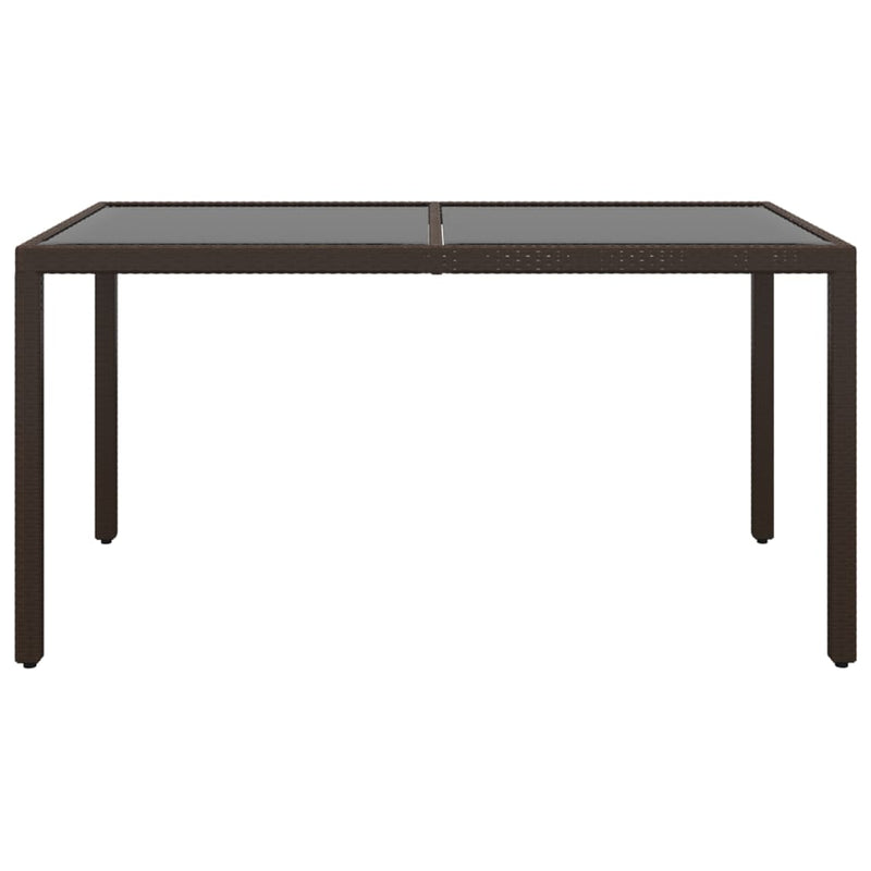 Tuintafel 150x90x75 cm gehard glas en poly rattan bruin MeubelReus