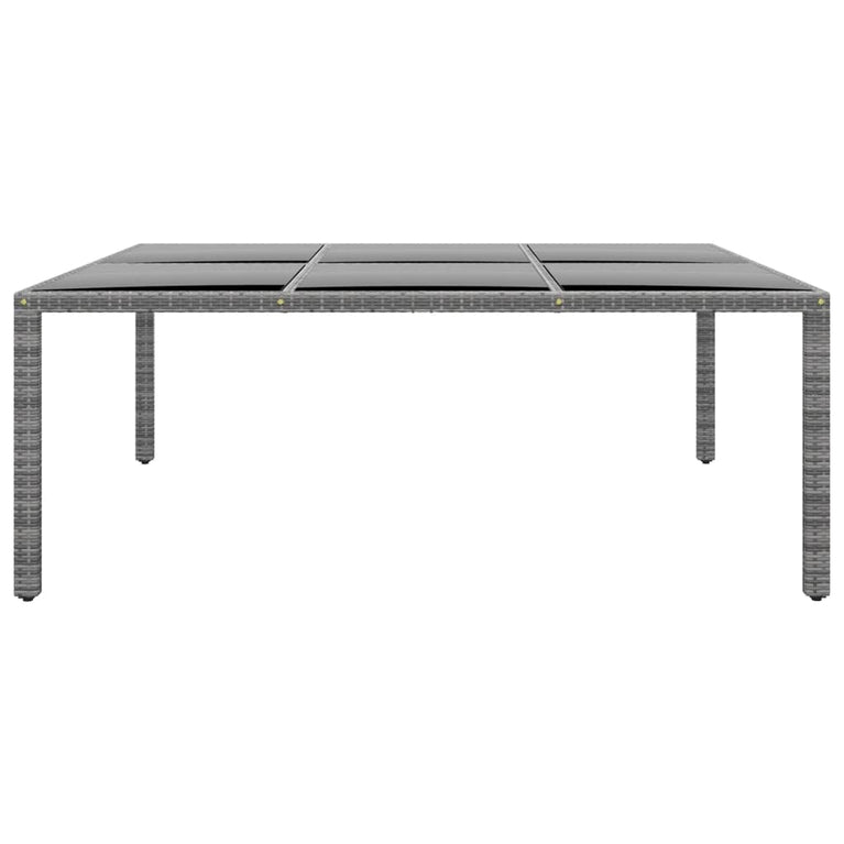 Tuintafel 200x150x75 cm gehard glas en poly rattan grijs MeubelReus