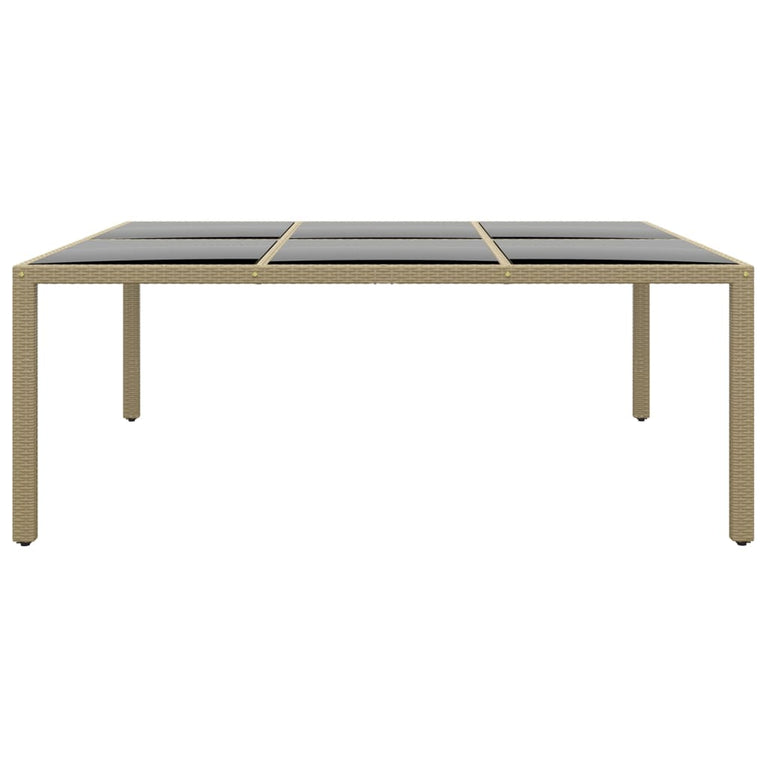Tuintafel 200x150x75 cm gehard glas en poly rattan beige MeubelReus