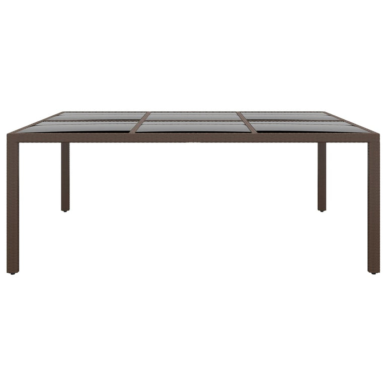Tuintafel met glazen blad 200x150x75 cm rattan bruin MeubelReus