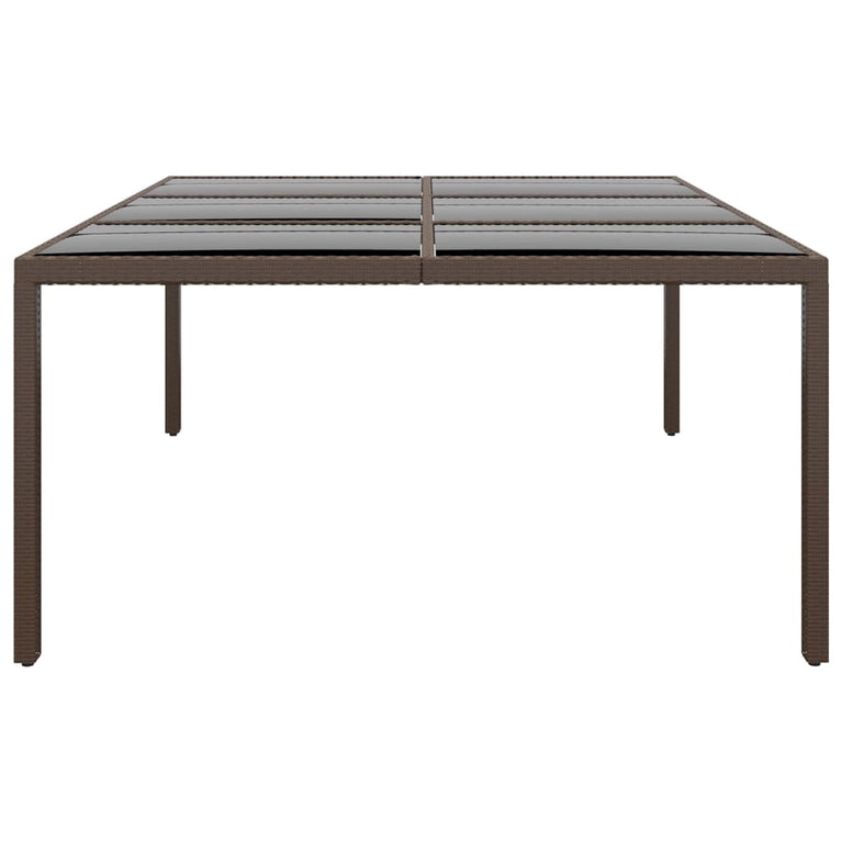 Tuintafel met glazen blad 200x150x75 cm rattan bruin MeubelReus
