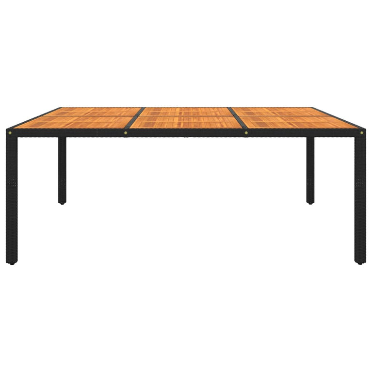 Tuintafel 200x150x75 cm acaciahout en poly rattan zwart MeubelReus