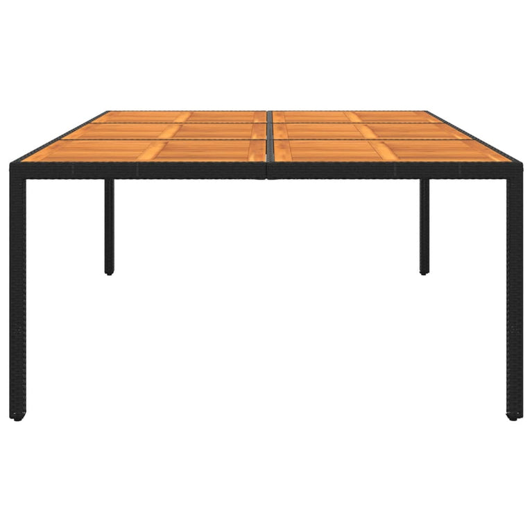 Tuintafel 200x150x75 cm acaciahout en poly rattan zwart MeubelReus
