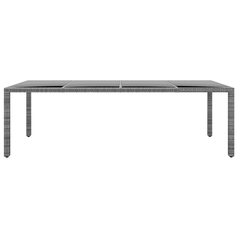 Tuintafel 250x100x75 cm gehard glas en poly rattan grijs MeubelReus