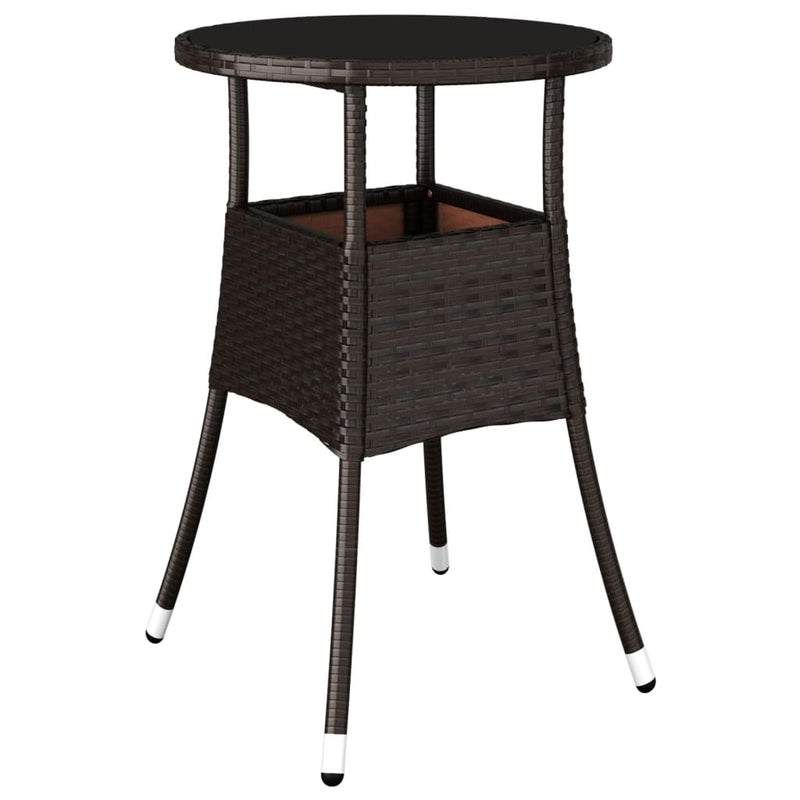 Tuintafel Ø60x75 cm gehard glas en poly rattan bruin MeubelReus