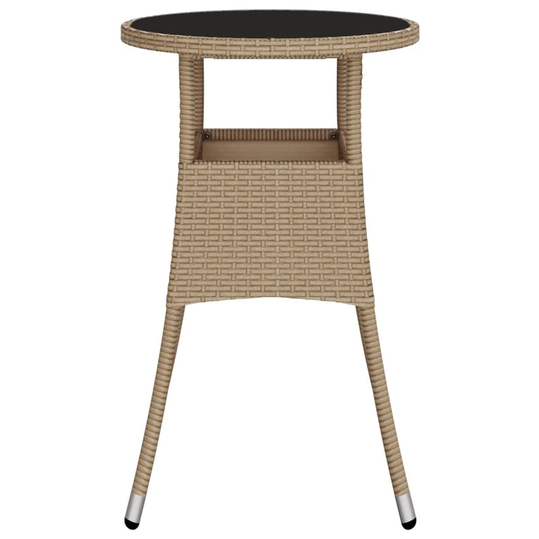 Tuintafel Ø60x75 cm gehard glas en poly rattan beige MeubelReus