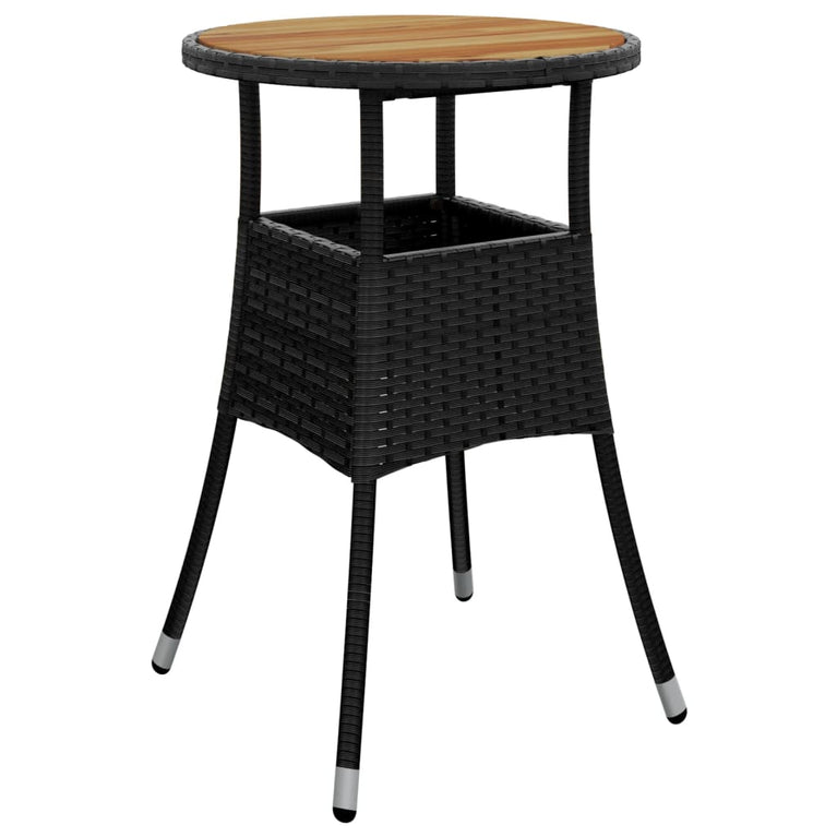 Tuintafel Ø60x75 cm acaciahout en poly rattan zwart MeubelReus