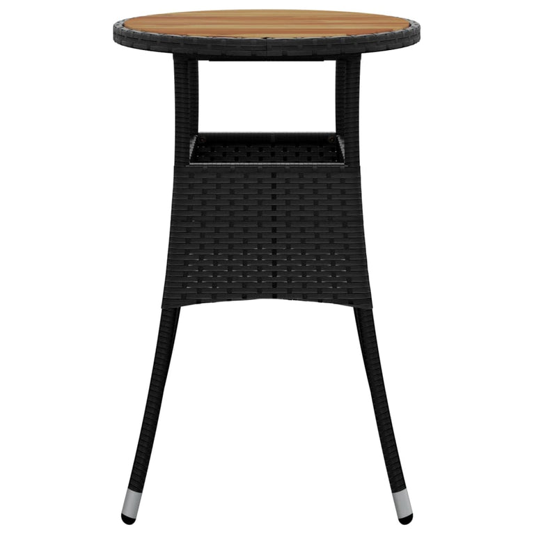 Tuintafel Ø60x75 cm acaciahout en poly rattan zwart MeubelReus
