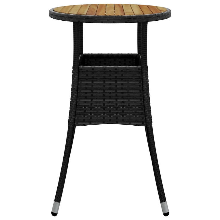 Tuintafel Ø60x75 cm acaciahout en poly rattan zwart MeubelReus