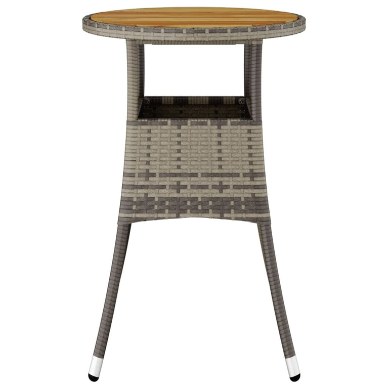 Tuintafel Ø60x75 cm acaciahout en poly rattan grijs MeubelReus