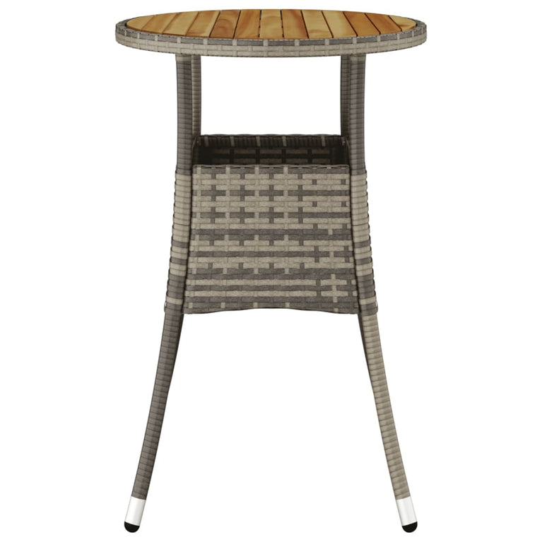 Tuintafel Ø60x75 cm acaciahout en poly rattan grijs MeubelReus
