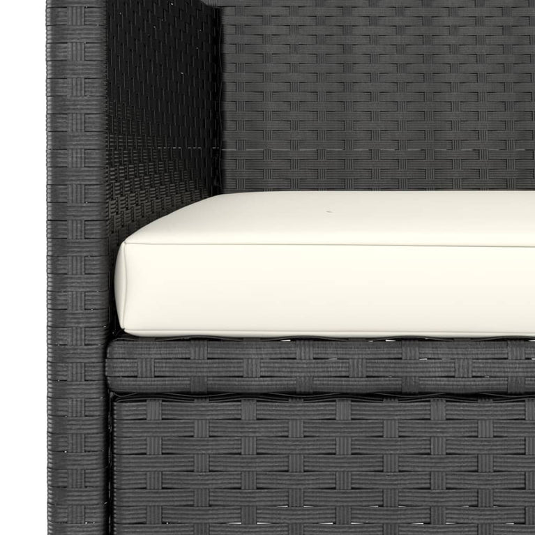 4-delige Tuinstoel- en voetenbankset rattan zwart