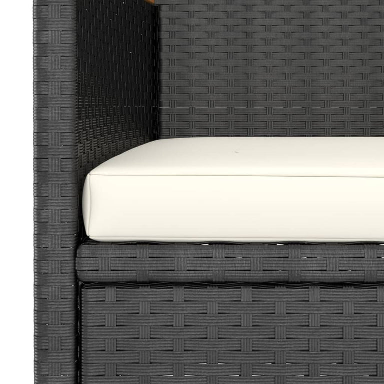 4-delige Tuinstoel- en voetenbankset poly rattan zwart