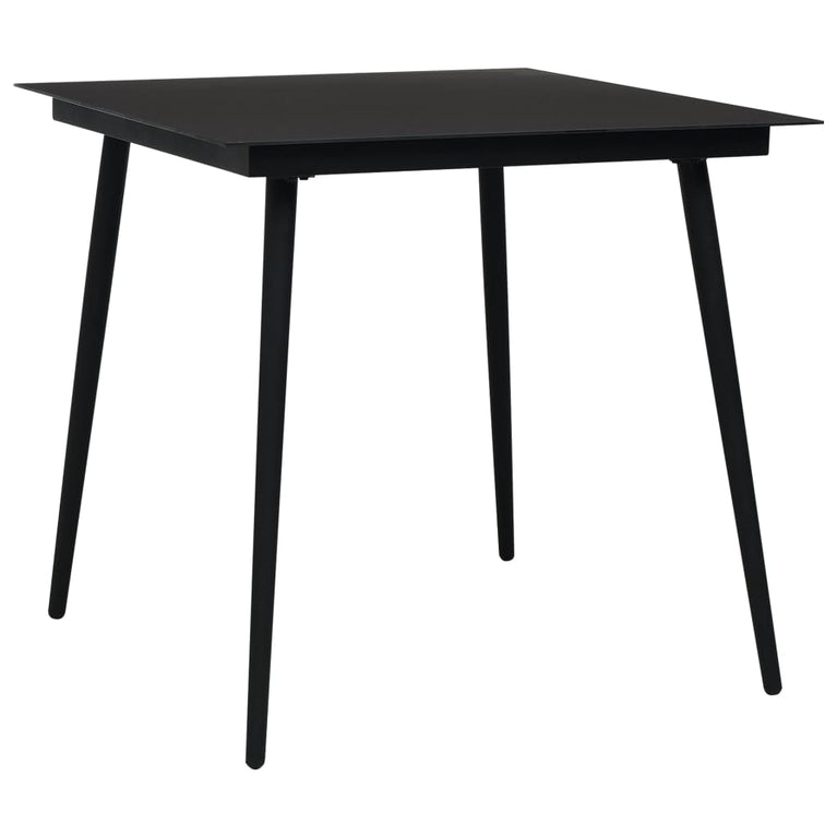 Tuintafel 80x80x74 cm staal en glas zwart MeubelReus