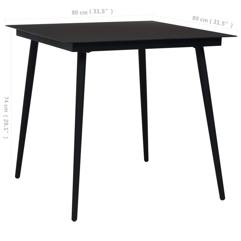 Tuintafel 80x80x74 cm staal en glas zwart MeubelReus
