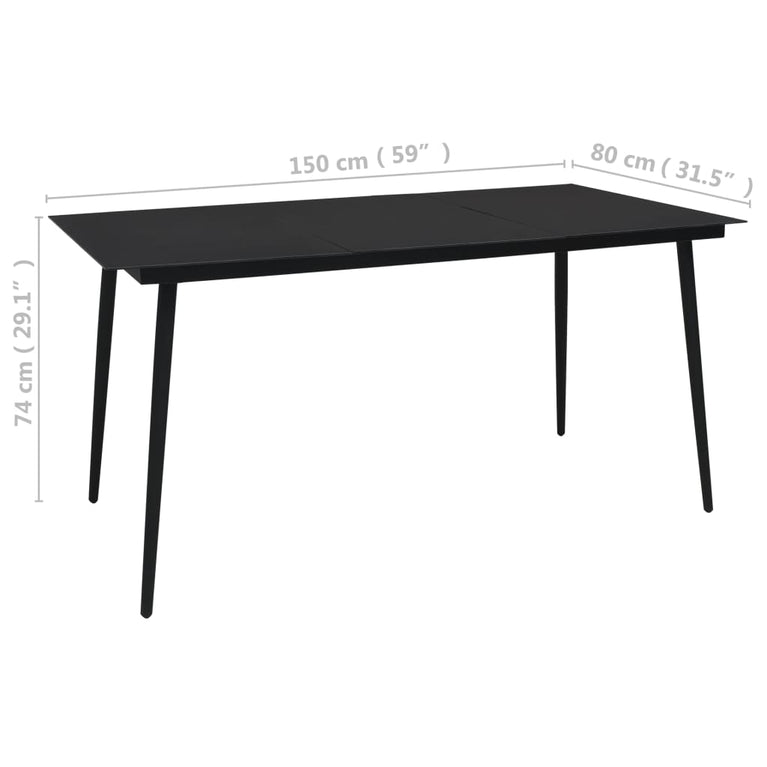Tuintafel 150x80x74 cm staal en glas zwart MeubelReus