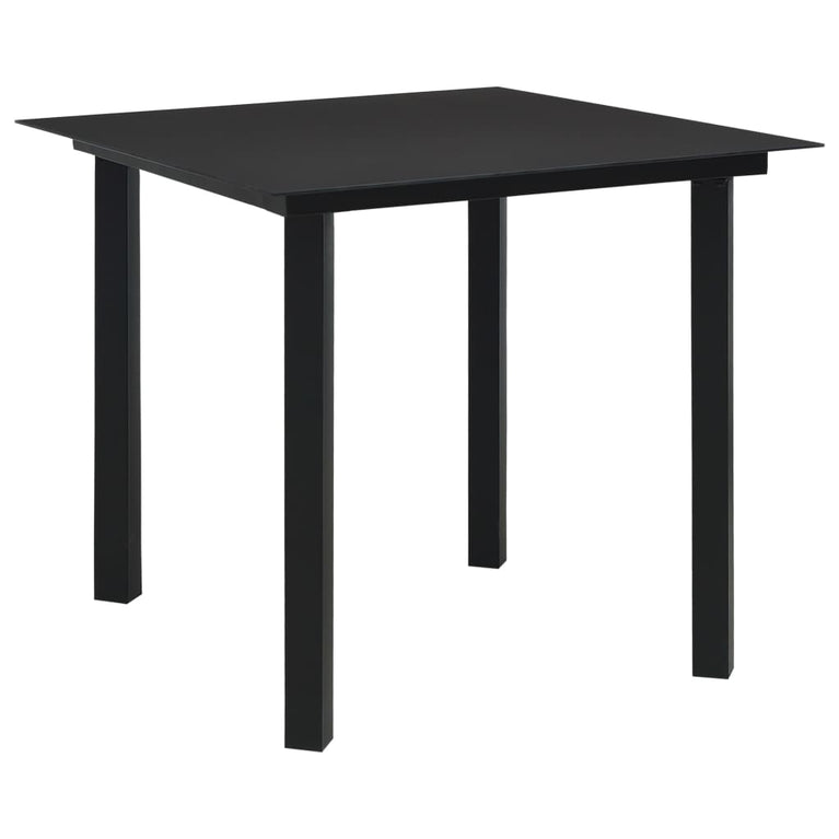 Tuintafel 80x80x74 cm staal en glas zwart MeubelReus