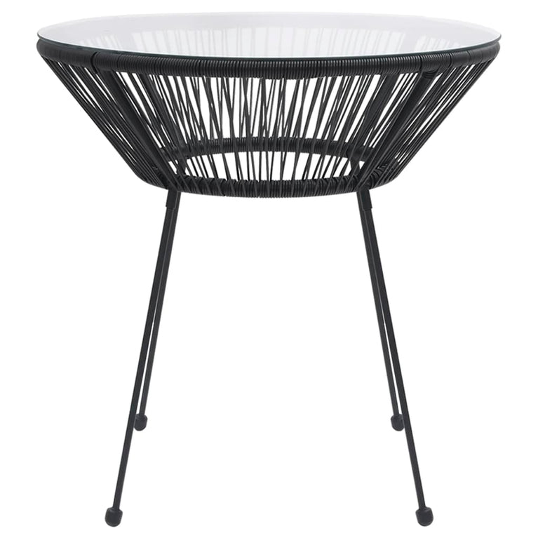 Tuintafel Ø70x74 cm rattan en glas zwart MeubelReus