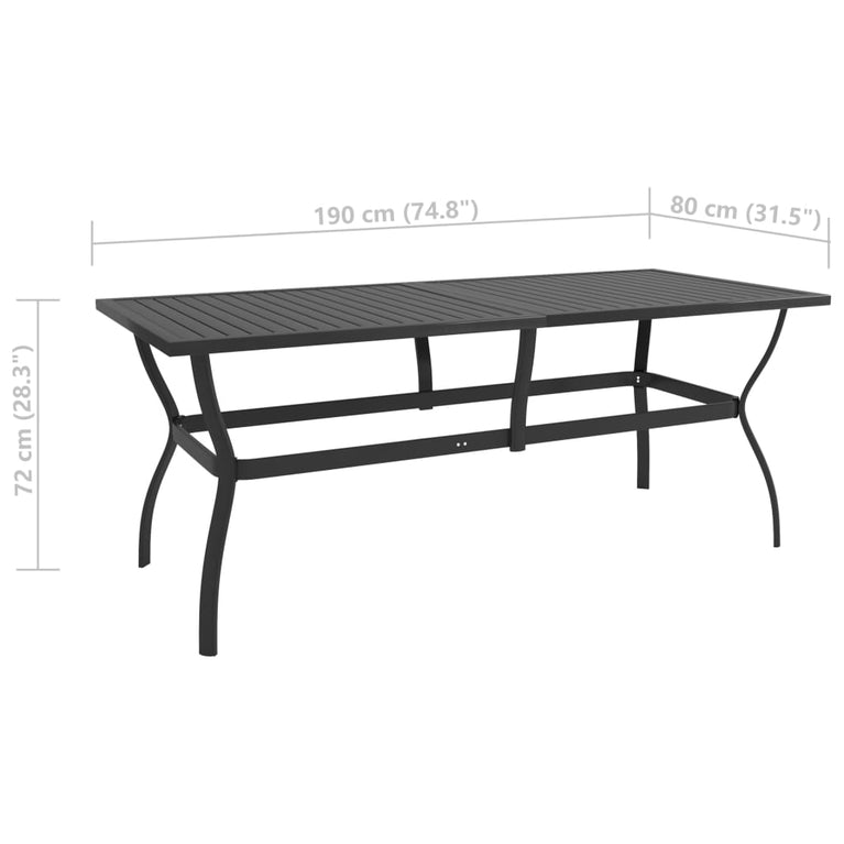 Tuintafel 190x80x72 cm staal antraciet MeubelReus