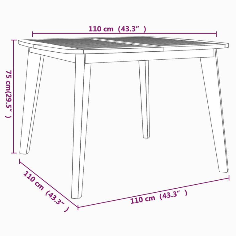 Tuintafel 110x110x75 cm massief acaciahout MeubelReus