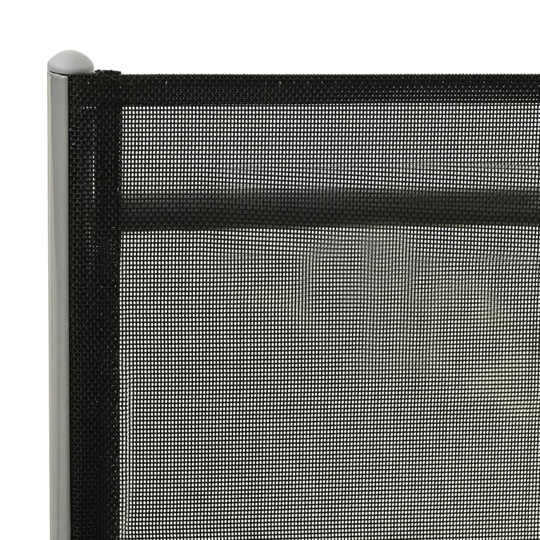 Ligbed inklapbaar textileen en aluminium zwart en zilverkleurig MeubelReus