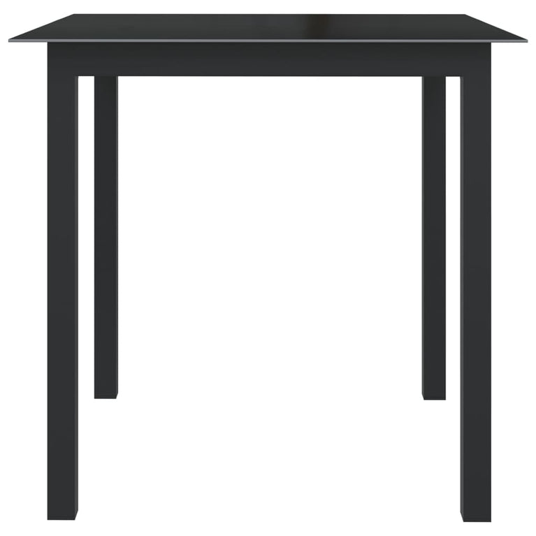 Tuintafel 80x80x74 cm aluminium en glas zwart MeubelReus